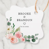 パステル赤面かわいらしピンクフローラボタニカル結婚ズ フェイバータグ (裏面)