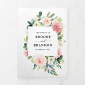 パステル赤面かわいらしピンクフローラボタニカル結婚ズ 三つ折り案内状 (カバー)