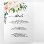 パステル赤面かわいらしピンクフローラボタニカル結婚ズ 三つ折り案内状 (内部最初)