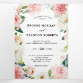 パステル赤面かわいらしピンクフローラボタニカル結婚ズ 三つ折り案内状 (内部中)
