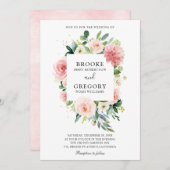 パステル赤面かわいらしピンクフローラボタニカル結婚ズ 招待状 (正面/裏面)