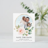 パステル赤面かわいらしピンクボタニカルセーブ日付P ポストカード (スタンド正面)