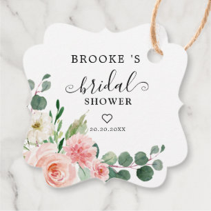 パステル赤面かわいらしピンクボタニカルブライダルシャワー フェイバータグ