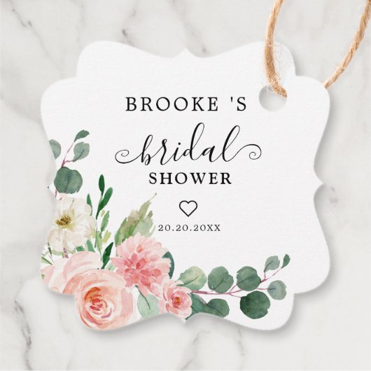 パステル赤面かわいらしピンクボタニカルブライダルシャワー フェイバータグ (裏面)