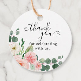 パステル赤面かわいらしピンクボタニカルブライダルシャワーF フェイバータグ