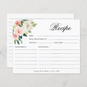 パステル赤面かわいらしピンクボタニカルレシピカード (正面/裏面)