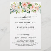 パステル赤面かわいらしピンクボタニカル結婚式 プログラム (正面)