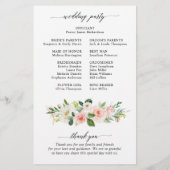 パステル赤面かわいらしピンクボタニカル結婚式 プログラム (裏面)