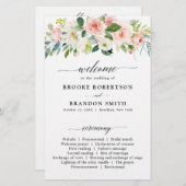 パステル赤面かわいらしピンクボタニカル結婚式 プログラム (正面/裏面)