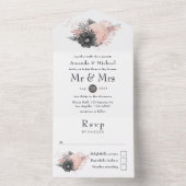 パステル赤面と炭素朴フローラ結婚ズAl オールインワン招待状 (内側)