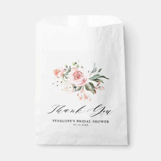パステル赤面アイボリーピンクフローラブライダルシャワー フェイバーバッグ (正面)