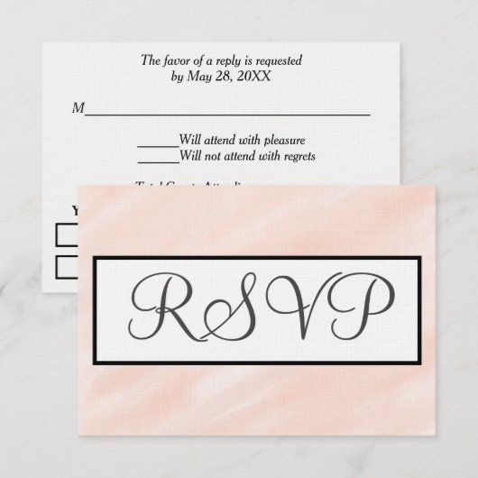 パステル赤面ウォーターカラーウェディングRSVP 出欠カード (正面/裏面)