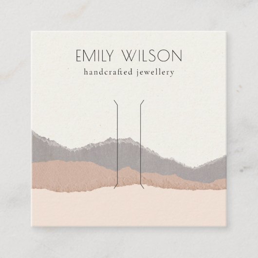 パステル赤面クラフトマウンテンウェーブヘアクリップディスプレイ スクエア名刺 (正面)