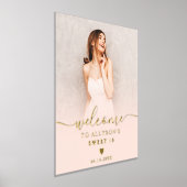 パステル赤面グラデーションピンク写真Sweet 16 welcome 箔ポスター (レイダウン)