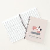 パステル赤面グレー桃色裁縫機仕立屋 ノートブック (内部)