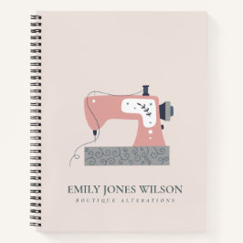 パステル赤面グレー桃色裁縫機仕立屋 ノートブック