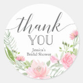 パステル赤面サンキューフェイスステッカー ラウンドシール (正面)