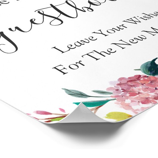 パステル赤面シックフローラ結婚ズゲストブックサイン ポスター (角)