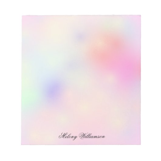 パステル赤面バラピンクラベンダーマーブル名前をカスタムする ノートパッド (正面)