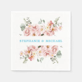 パステル赤面バラフローラボ結婚タニカル スタンダードカクテルナプキン