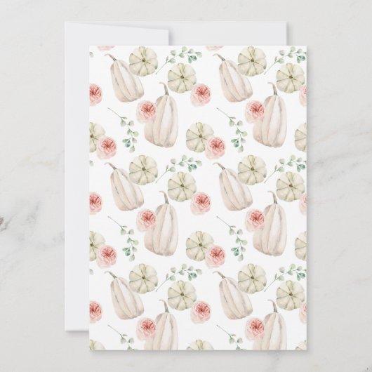 パステル赤面パンプキングリーナリーフローラウォーターカラー 招待状 (裏面)