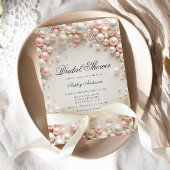 パステル赤面パールズウィズダイアモンズブライダルシャワー 招待状