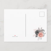 パステル赤面ピンクと木炭ブラック日付を保存 案内ポストカード (裏面)