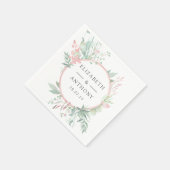 パステル赤面ピンクアンドグリーン結婚リーズ スタンダードカクテルナプキン (角)