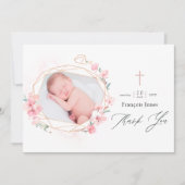 パステル赤面ピンクジオメトリックフローラ聖餐式 サンキューカード (正面)