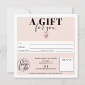 パステル赤面ピンクスクウェア商品券のロゴ (正面)