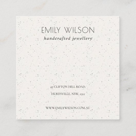 パステル赤面ピンクセラミックテクスチャヘアピンディスプレイ スクエア名刺 (裏面)