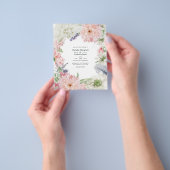 パステル赤面ピンクダリア結婚式招待状 チラシ (手)