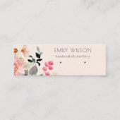 パステル赤面ピンクフローラバンチイヤリングディスプレイ スキニー名刺 (正面)