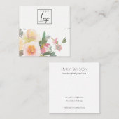 パステル赤面ピンクフローラバンチネックレスディスプレイ スクエア名刺 (正面/裏面)