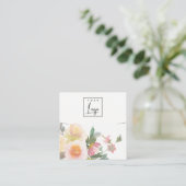 パステル赤面ピンクフローラバンチネックレスディスプレイ スクエア名刺 (スタンド正面)