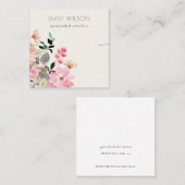 パステル赤面ピンクフローラバンチネックレスディスプレイ スクエア名刺 (正面/裏面)
