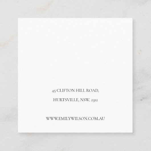 パステル赤面ピンクフローラバンチネックレスディスプレイ スクエア名刺 (裏面)