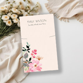 パステル赤面ピンクフローラバンチネックレスディスプレイ 名刺