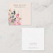 パステル赤面ピンクフローラバンチヘアクリップディスプレイ スクエア名刺 (正面/裏面)