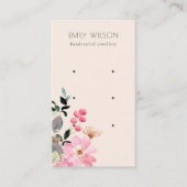 パステル赤面ピンクフローラバンチ3イヤリングディスプレイ 名刺 (正面)