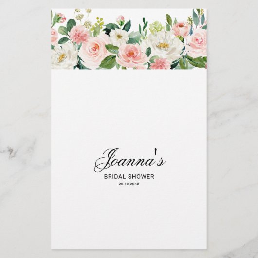 パステル赤面ピンクブライダルシャワーゲームゲットヒョー (裏面)