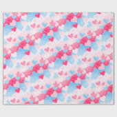 パステル赤面ピンクベビーブルーハートラブロマンチック ラッピングペーパー (フラット)