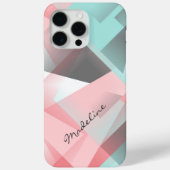 パステル赤面ピンクミントグリーングレーモザイクパターン Case-Mate iPhoneケース (裏面)