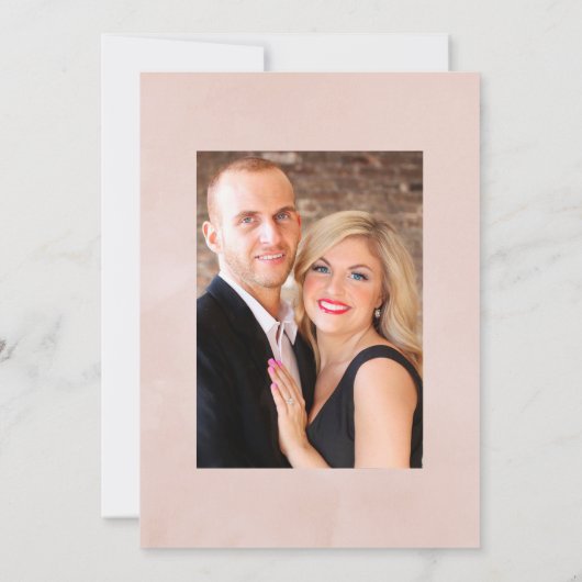 パステル赤面ピンク結婚フローラの写真 招待状 (裏面)