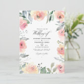パステル赤面ピンク結婚フローラの写真 招待状 (スタンド正面)