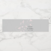 パステル赤面ピンク&ライトグレイ結婚ズ ペットボトルラベル (シングルラベル)