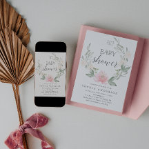 パステル赤面フローラグリーンリーベビーシャワー