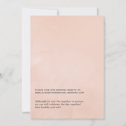 パステル赤面フローラジオメトリックバーチャル結婚ズ 招待状 (裏面)