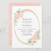 パステル赤面フローラ幾何リハーサルディナー 招待状 (正面/裏面)