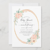 パステル赤面フローラ幾何学的ベビーシャワー 招待状 (正面)